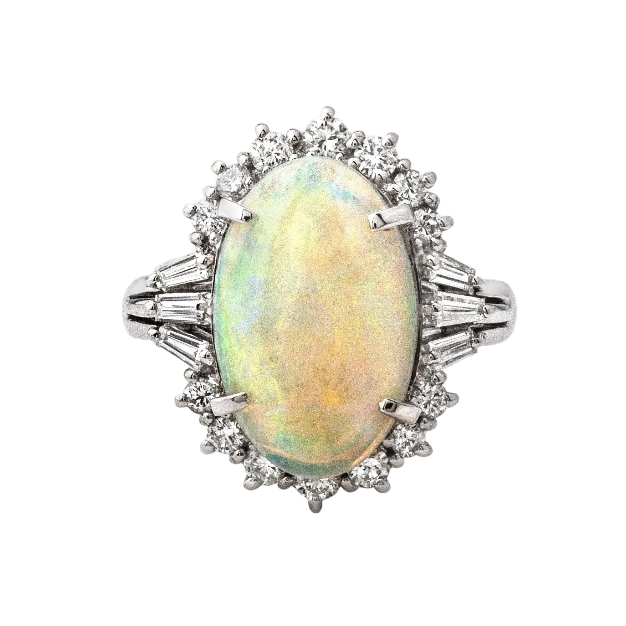 3.51ct Opal and 0.68ct Diamond Ring in Platinum