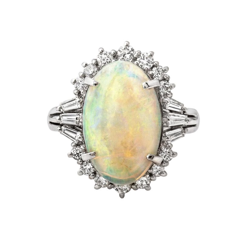 3.51ct Opal and 0.68ct Diamond Ring in Platinum