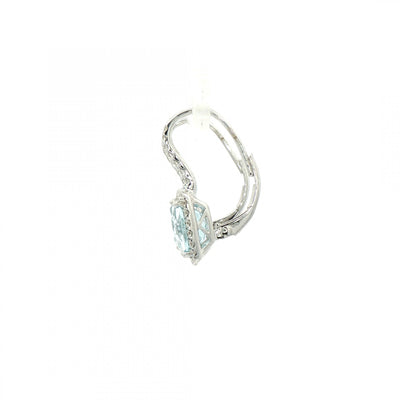 3.52ct Blue Topaz & 0.49ct Natural Diamond Halo Cluster Drop Earrings in 18ct White Gold