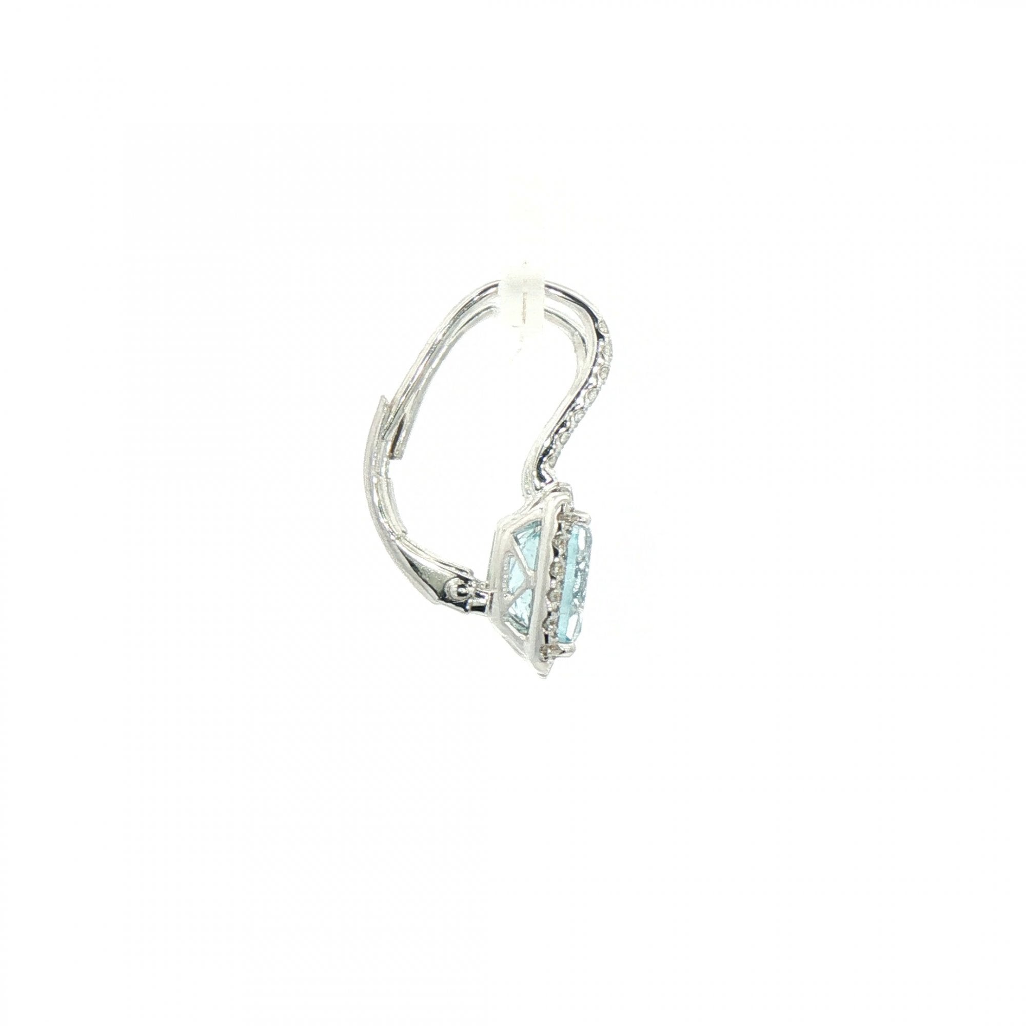 3.52ct Blue Topaz & 0.49ct Natural Diamond Halo Cluster Drop Earrings in 18ct White Gold