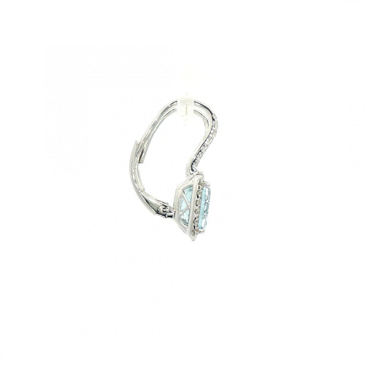 3.52ct Blue Topaz & 0.49ct Natural Diamond Halo Cluster Drop Earrings in 18ct White Gold