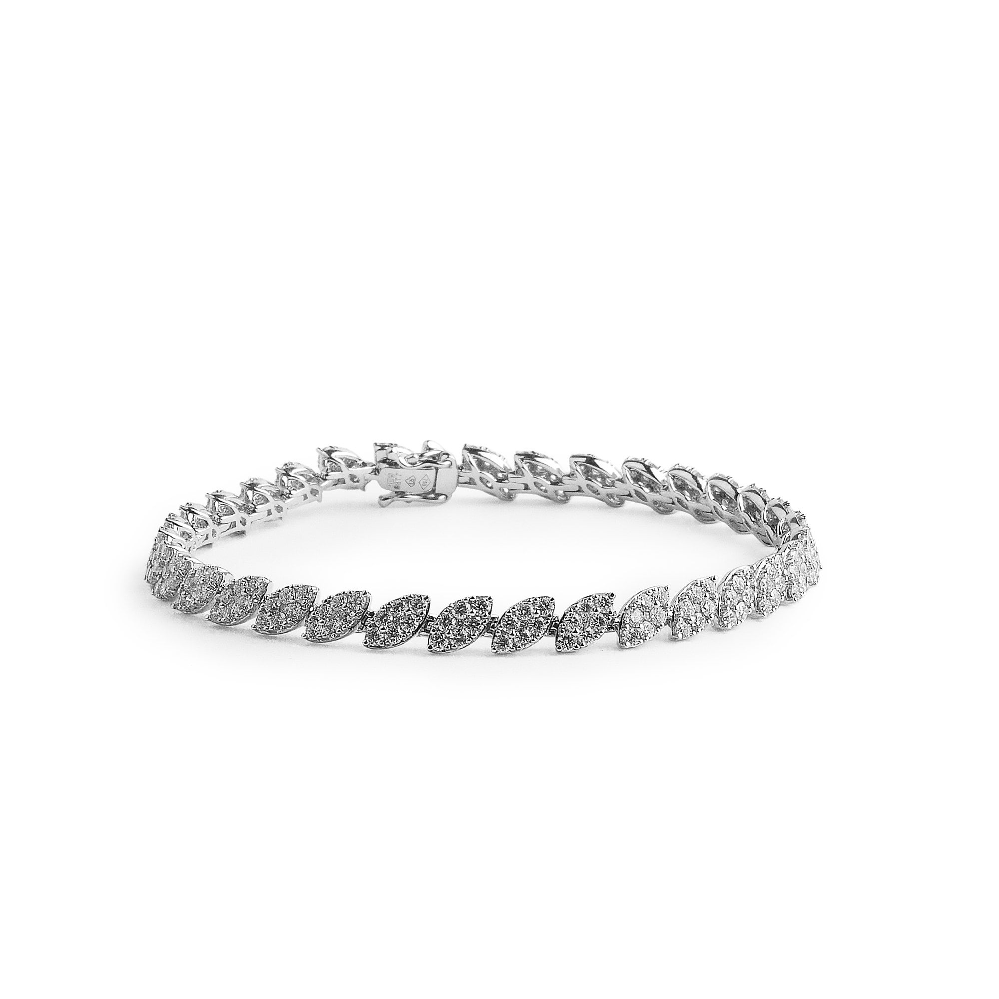 3.87ct Natural Diamond Marquise Cluster Line Bracelet in 18ct White Gold