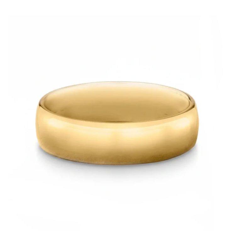 6mm Gents Classic Court Wedding Band In 18ct Yellow Gold