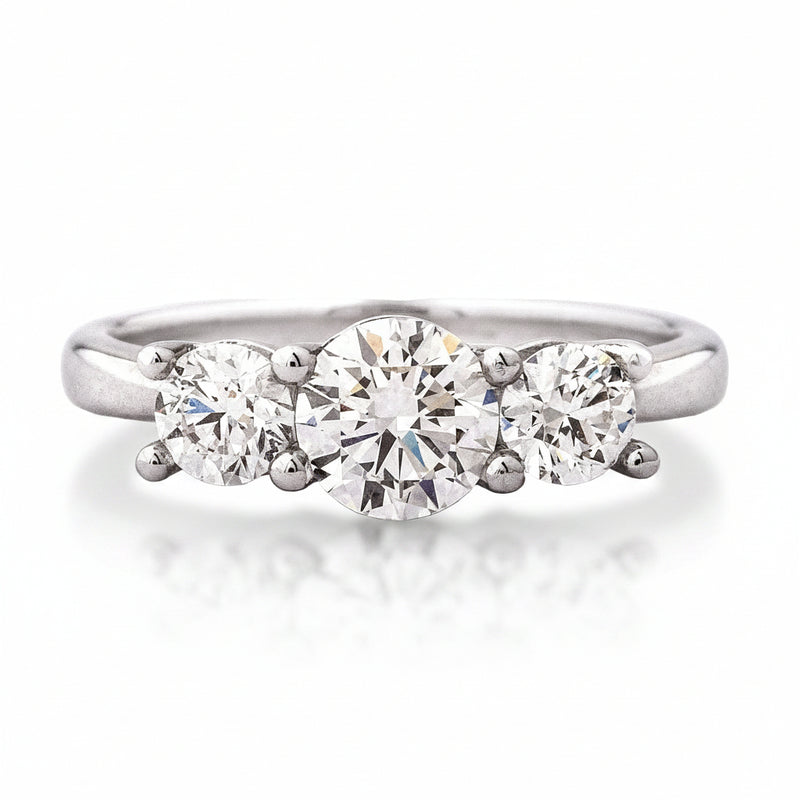 3ct D VS1 GIA Certified Round Natural Diamond 18ct White Gold Three Stone Ring