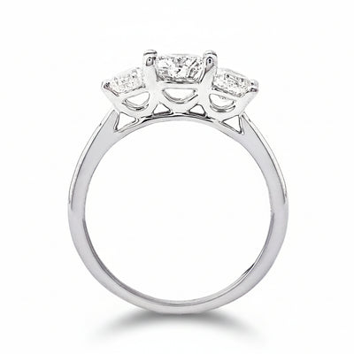 3ct D VS1 GIA Certified Round Natural Diamond 18ct White Gold Three Stone Ring
