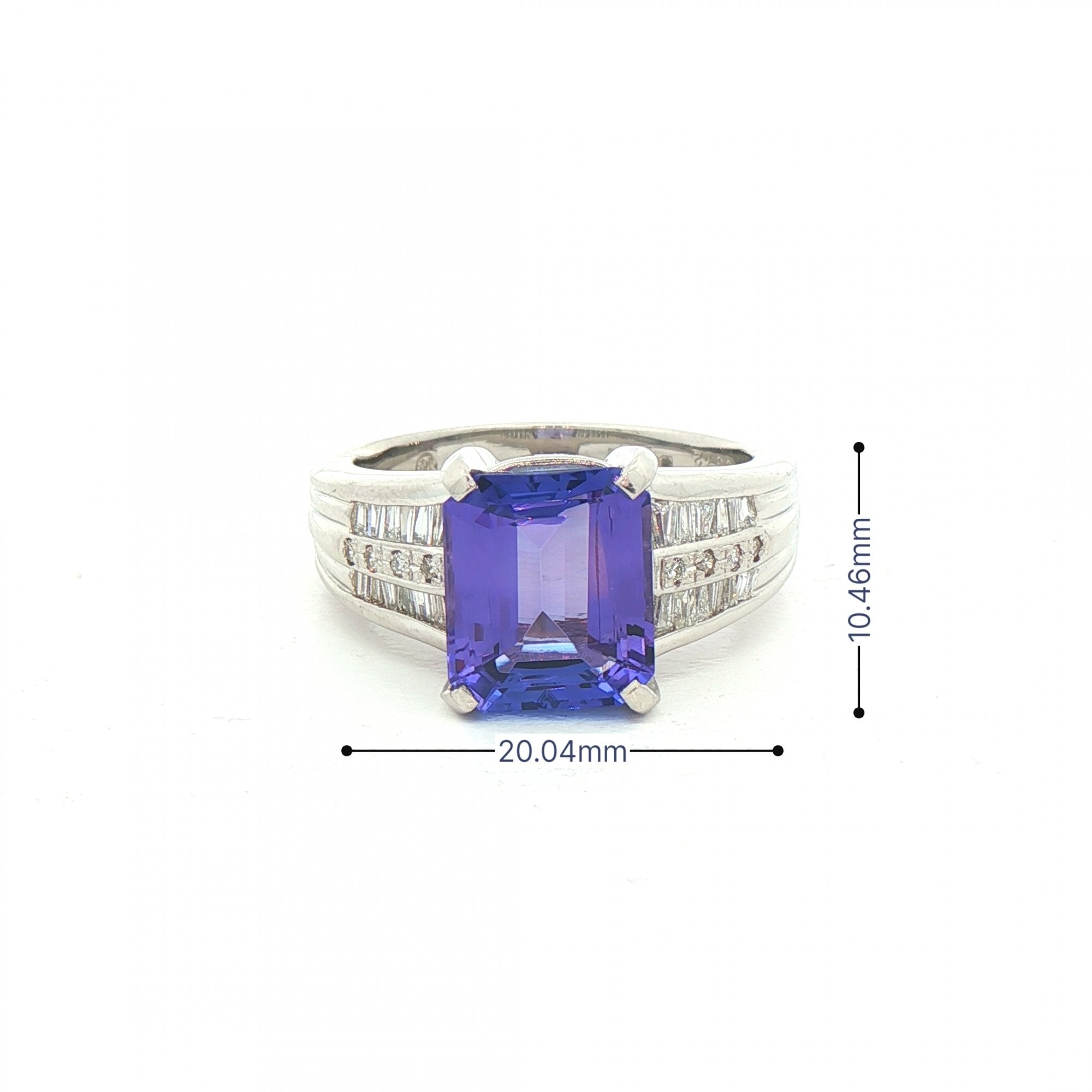 4.35ct Tanzanite & 0.37ct Natural Diamond Baguette Shoulders in Platinum