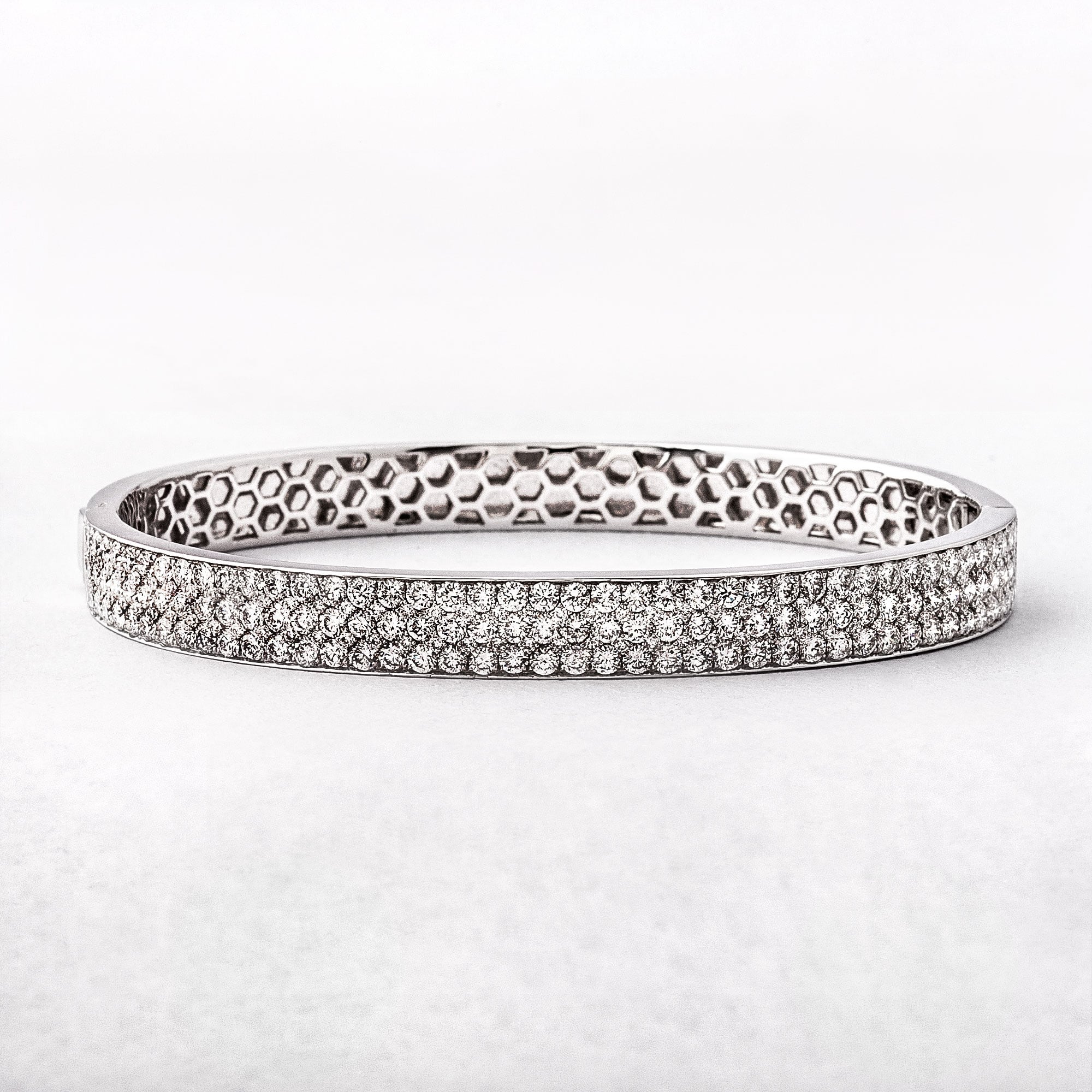 4.63ct Three Row Natural Diamond White Gold Bangle