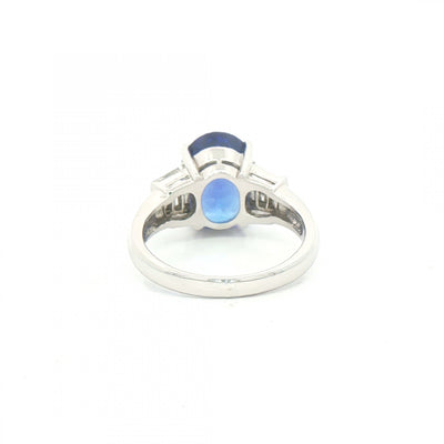 4.88ct Oval Tanzanite & 0.51ct Natural Diamond Dress Ring in Platinum