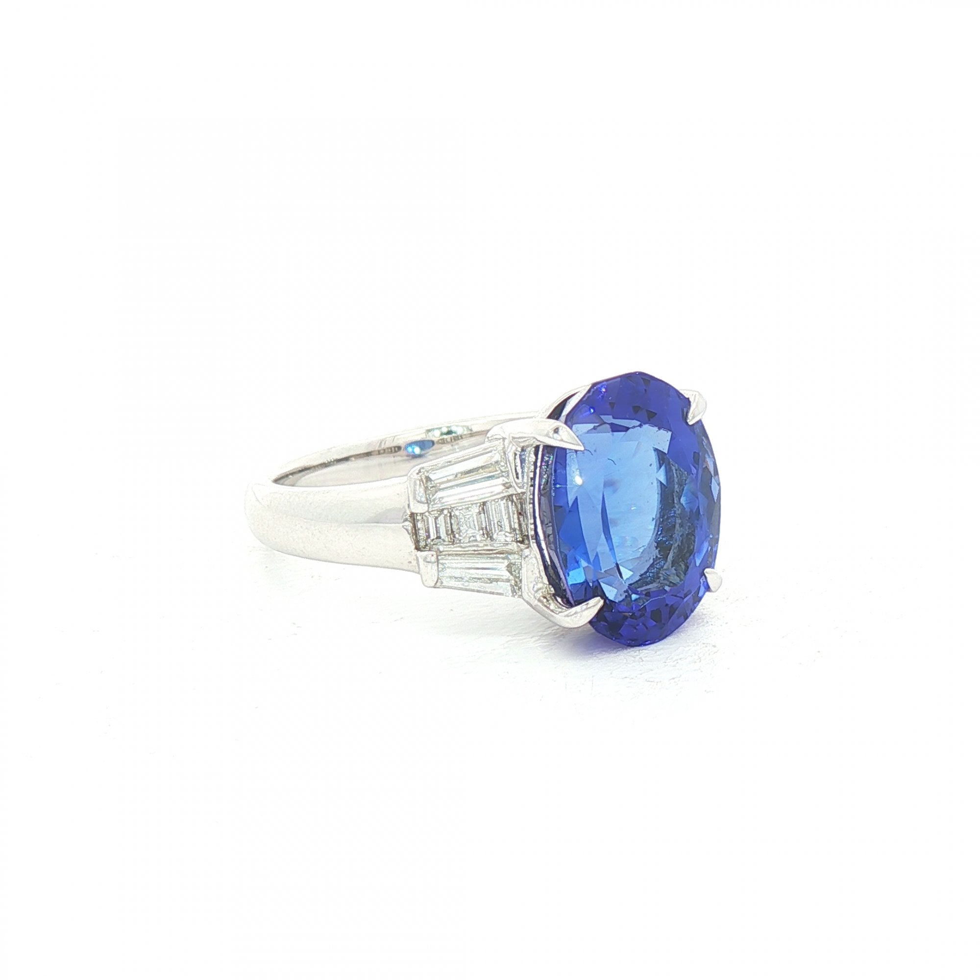 4.88ct Oval Tanzanite & 0.51ct Natural Diamond Dress Ring in Platinum