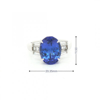 4.88ct Oval Tanzanite & 0.51ct Natural Diamond Dress Ring in Platinum
