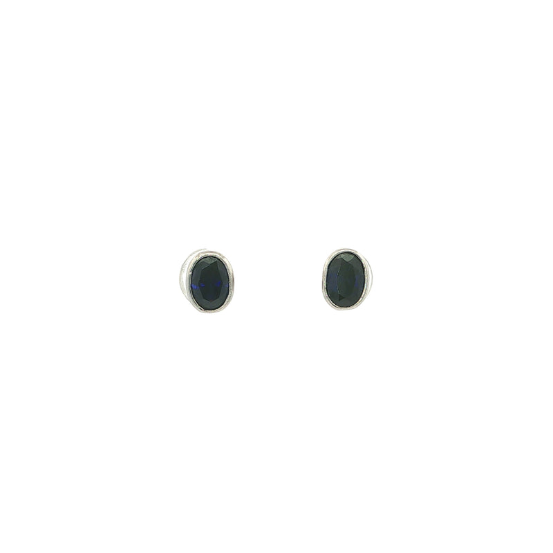 Oval Tanzanite Stud Earrings in 9ct White Gold