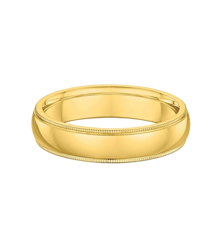 5mm Gents Beaded Edge Wedding Band In 9ct Yellow Gold