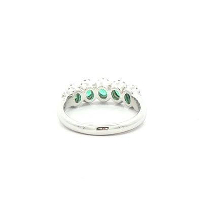 0.61ct Emerald & 0.21ct Natural Diamond Weave Dress Ring in 18ct White Gold