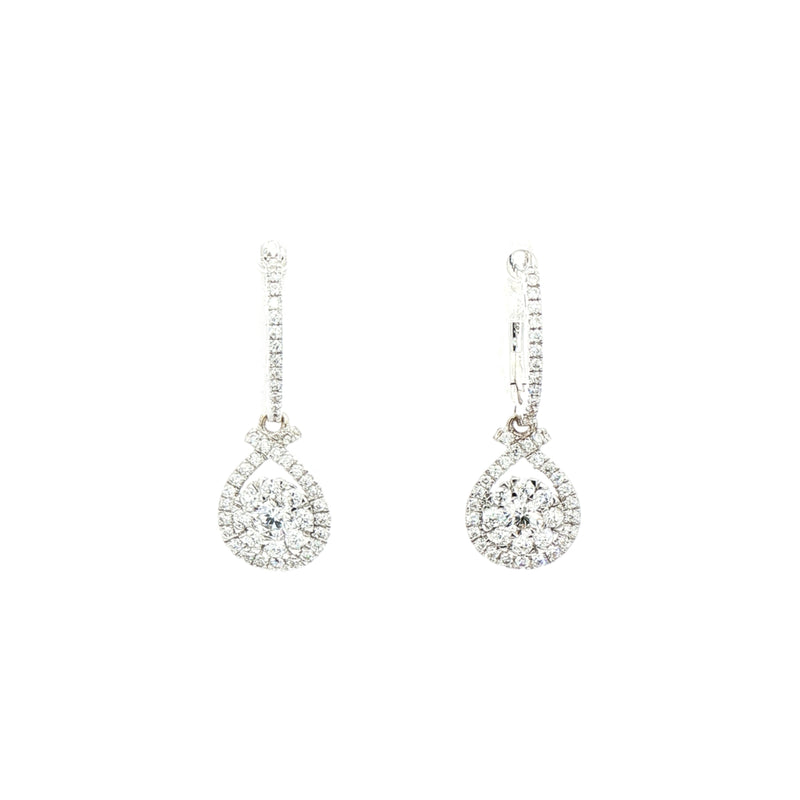 0.63ct Natural Diamond Drop Hoop Earrings in 18ct White Gold