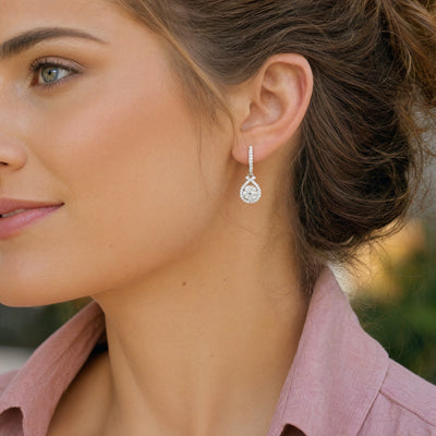 0.63ct Natural Diamond Drop Hoop Earrings in 18ct White Gold