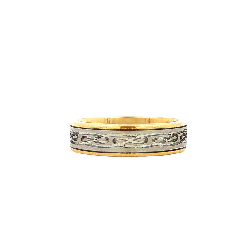 9ct Yellow Gold 5mm Two-Toned Gents Celtic Style Wedding Ring