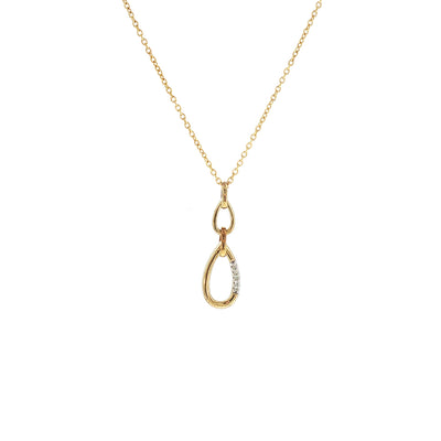 Double Oval Natural Diamond Set Link Pendant in 9ct Yellow Gold