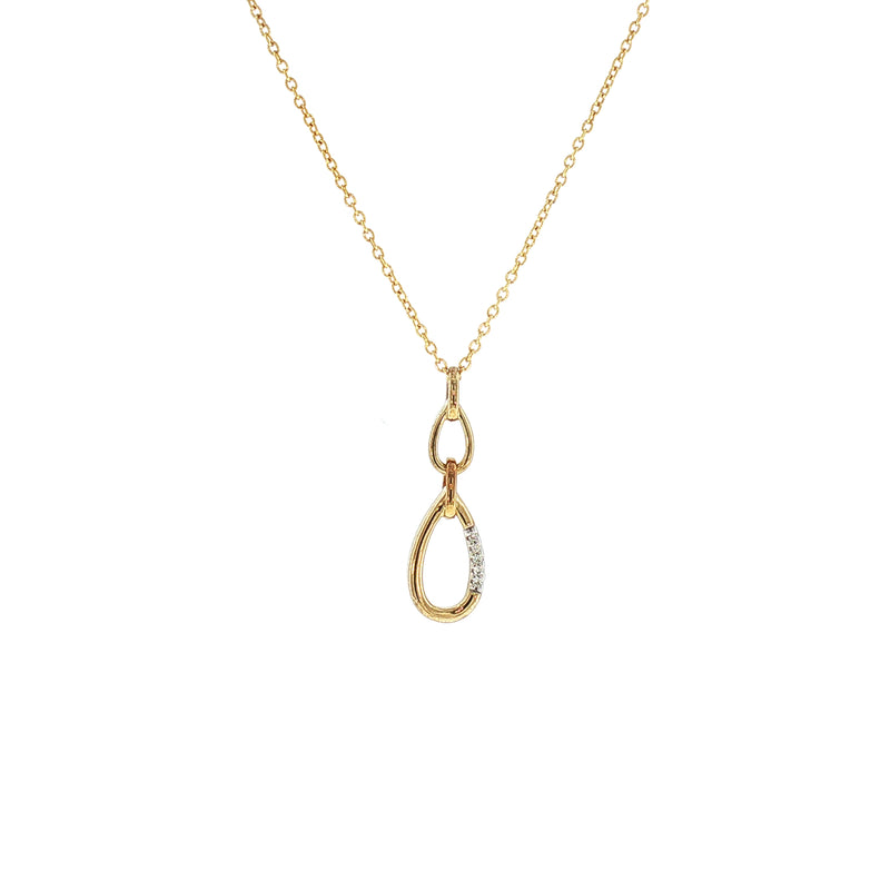 Double Oval Natural Diamond Set Link Pendant in 9ct Yellow Gold