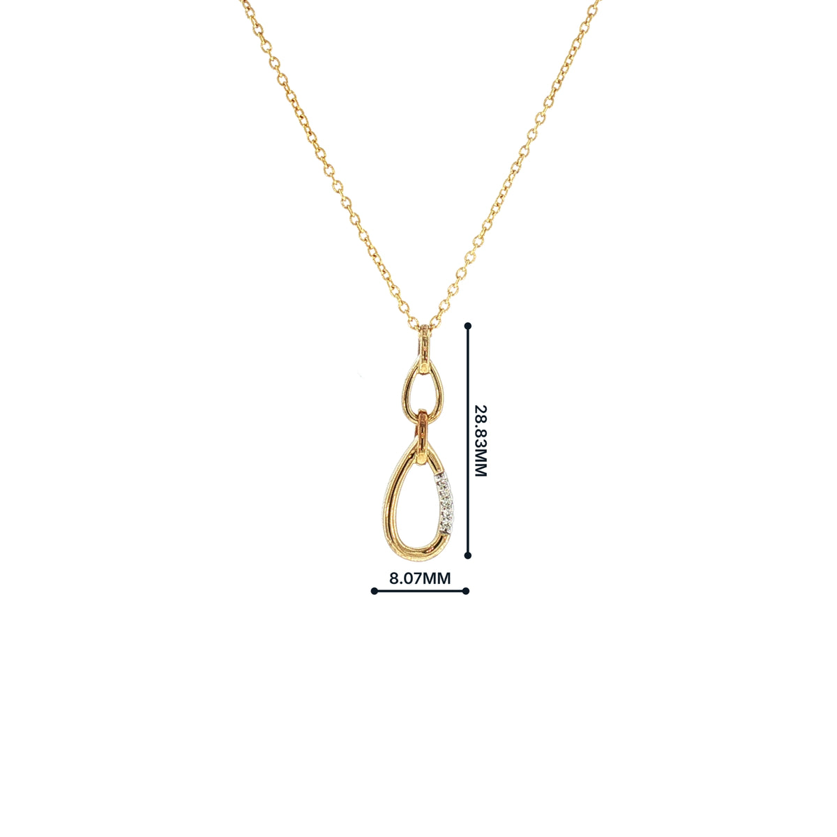 Double Oval Natural Diamond Set Link Pendant in 9ct Yellow Gold
