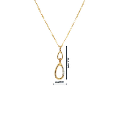 Double Oval Natural Diamond Set Link Pendant in 9ct Yellow Gold