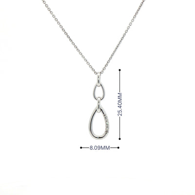 Double Loop Pear Shape Natural Diamond Pendant in 9ct White Gold