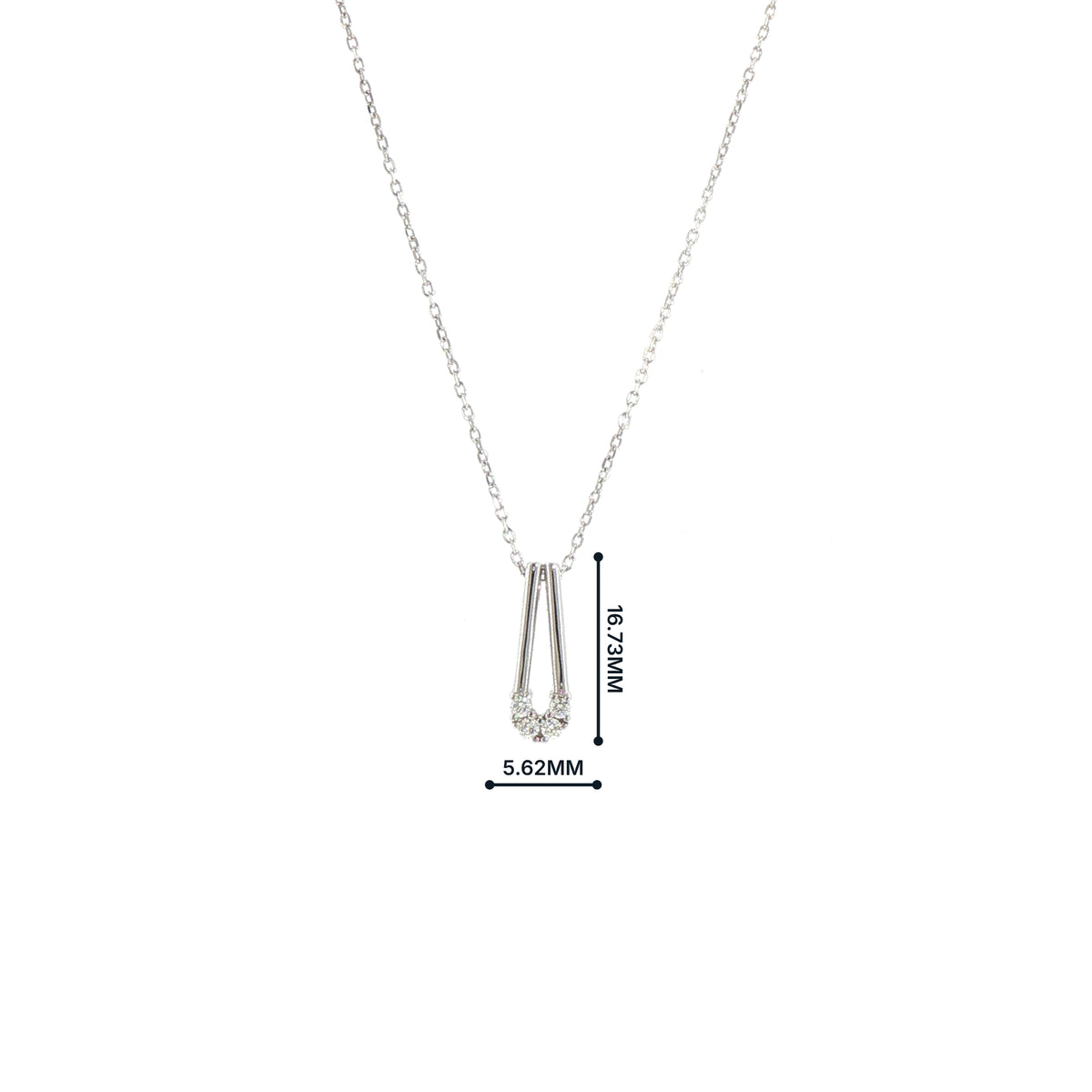 Natural Diamond Set Curved Bar Pendant in 9ct White Gold