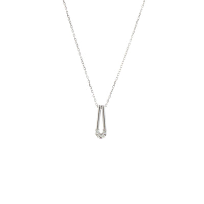 Natural Diamond Set Curved Bar Pendant in 9ct White Gold