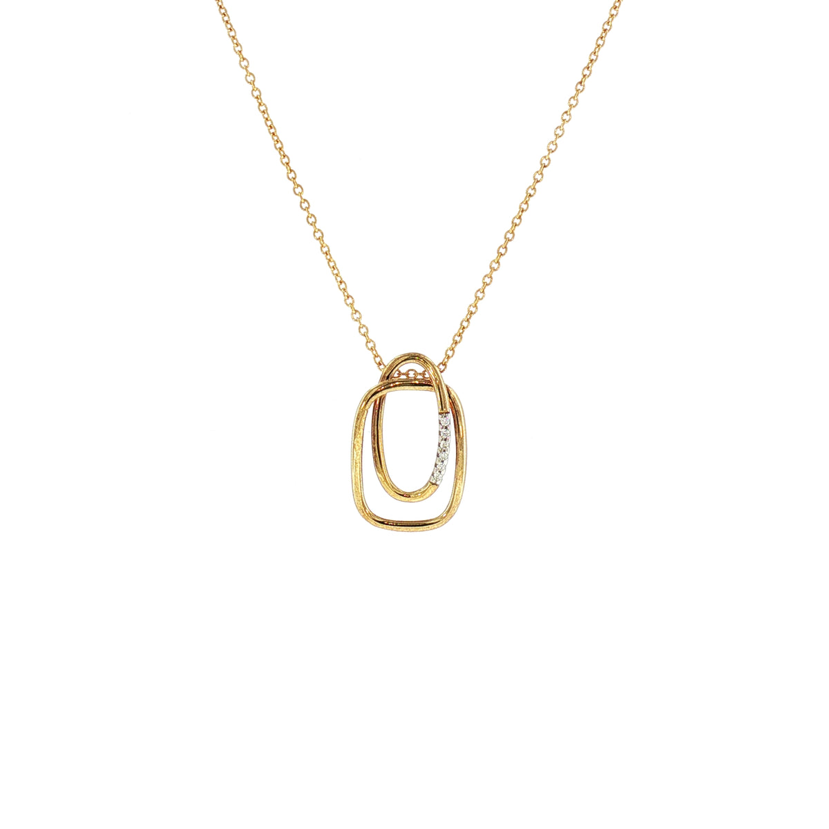 Double Link Natural Diamond Set Pendant in 9ct Yellow Gold