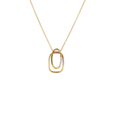 Double Link Natural Diamond Set Pendant in 9ct Yellow Gold