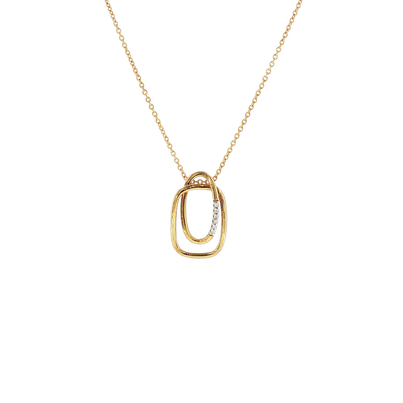 Double Link Natural Diamond Set Pendant in 9ct Yellow Gold