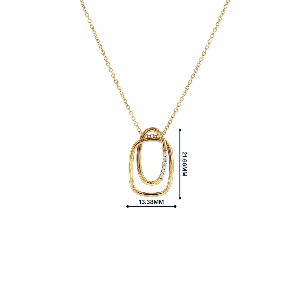 Double Link Natural Diamond Set Pendant in 9ct Yellow Gold