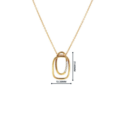 Double Link Natural Diamond Set Pendant in 9ct Yellow Gold