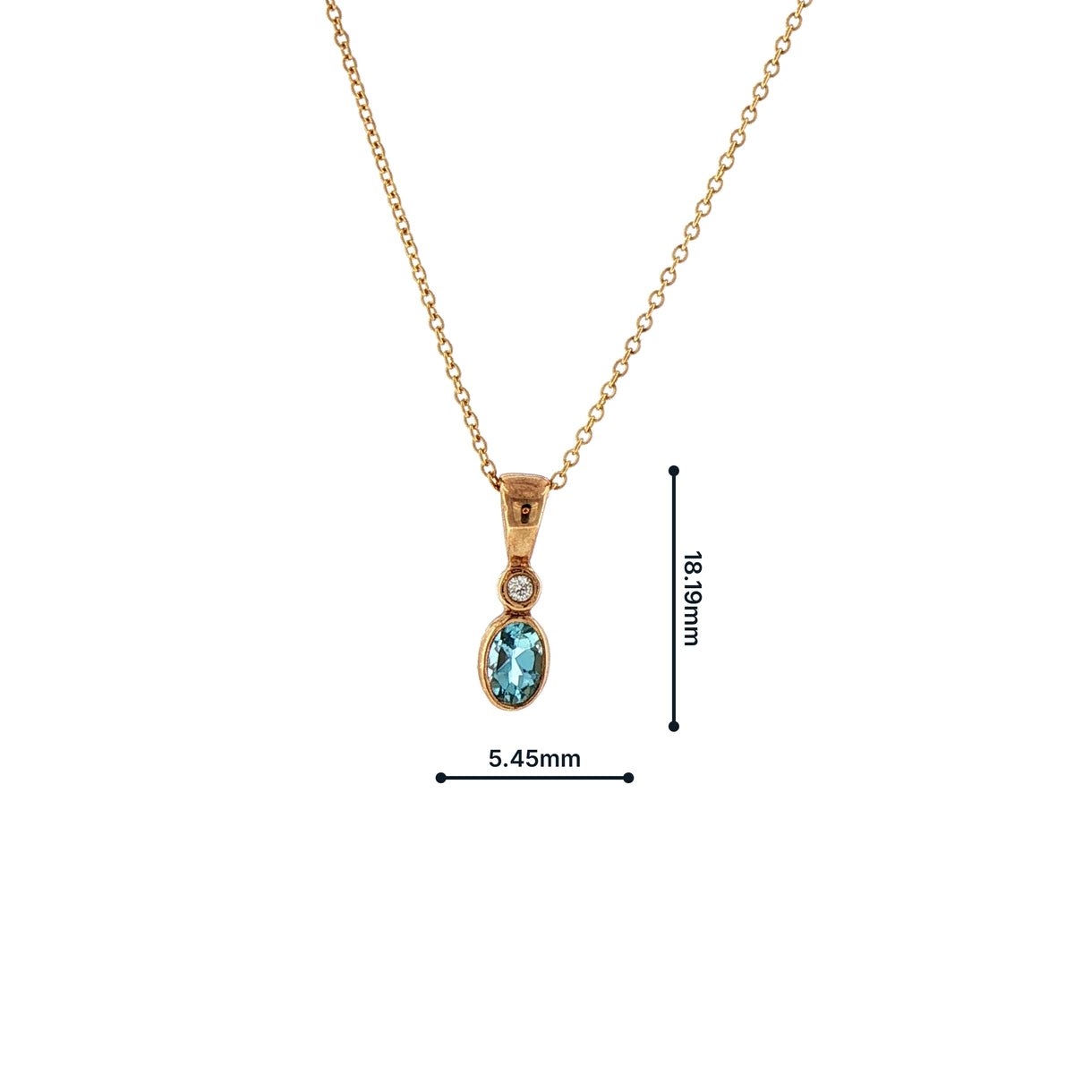 Aquamarine and Natural Diamond Pendant in 9ct Yellow Gold