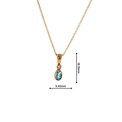 Aquamarine and Natural Diamond Pendant in 9ct Yellow Gold