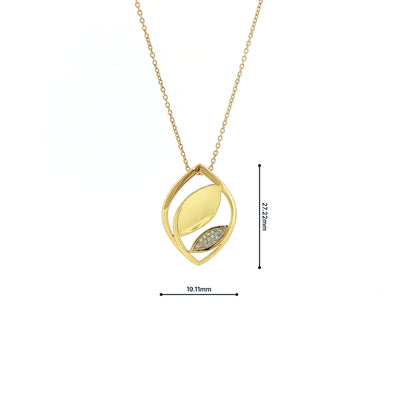 Natural Diamond Set Leaf Design Pendant and Anchor Chain in 9ct Yellow Gold