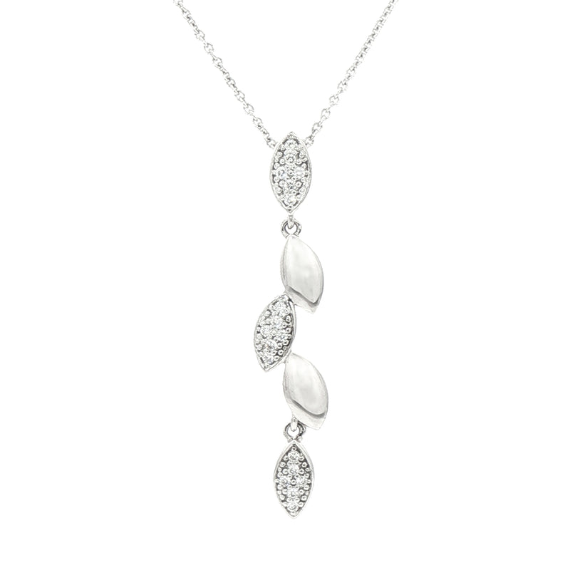 Marquise Shaped Natural Diamond Drop Pendant in 9ct White Gold