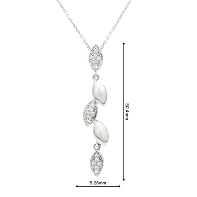 Marquise Shaped Natural Diamond Drop Pendant in 9ct White Gold