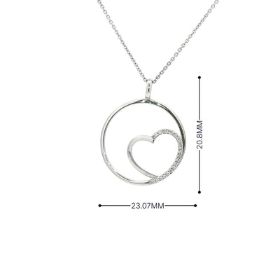 Round Shaped Natural Diamond Heart Pendant in 9ct White Gold