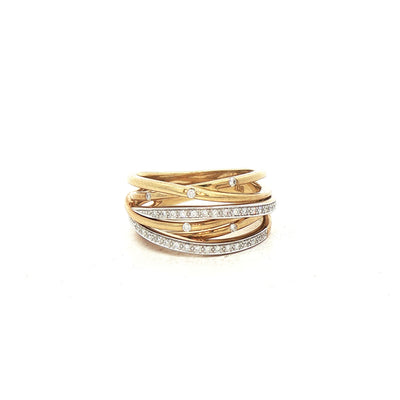 9ct Yellow Gold Six Row Natural Diamond Set Dress Ring