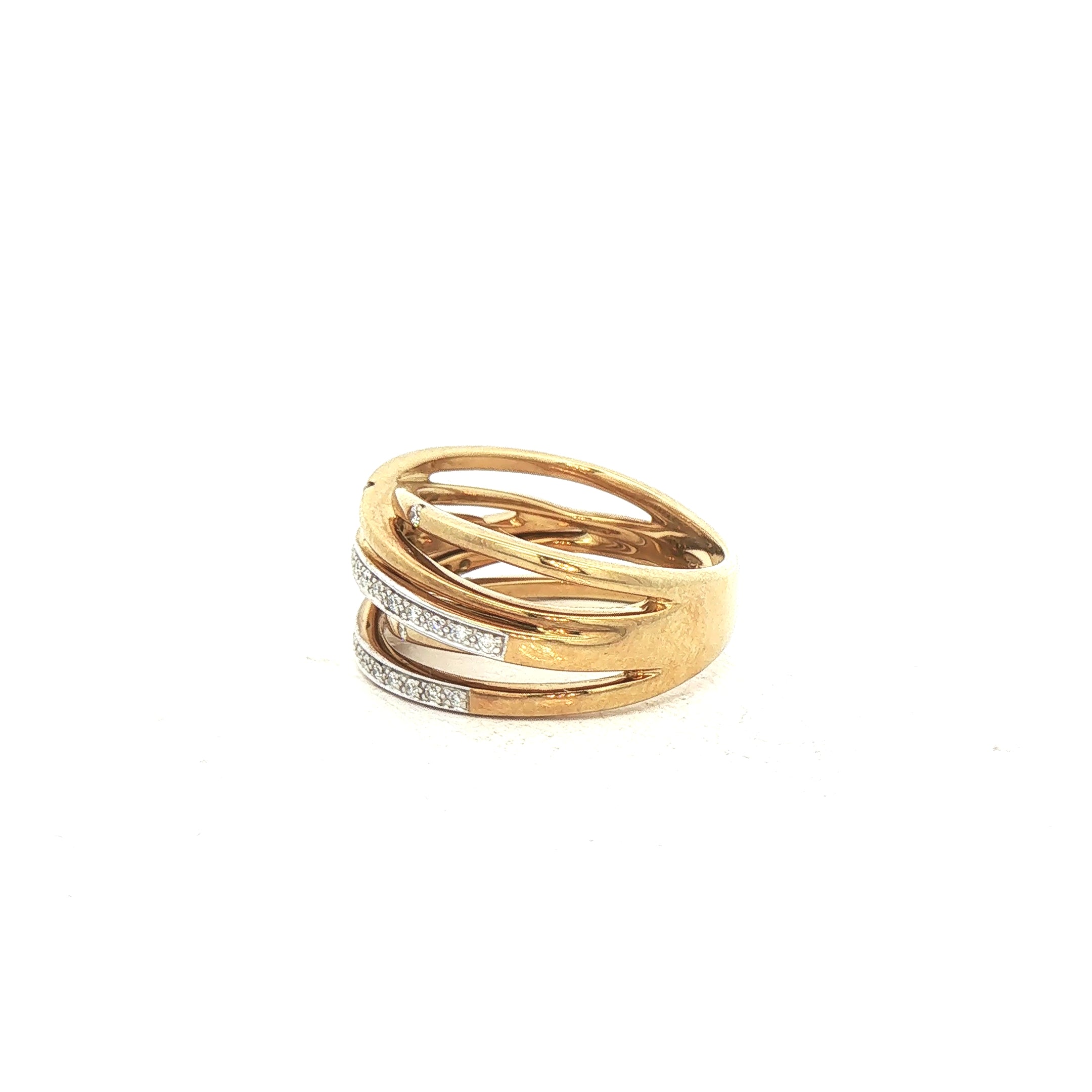 9ct Yellow Gold Six Row Natural Diamond Set Dress Ring