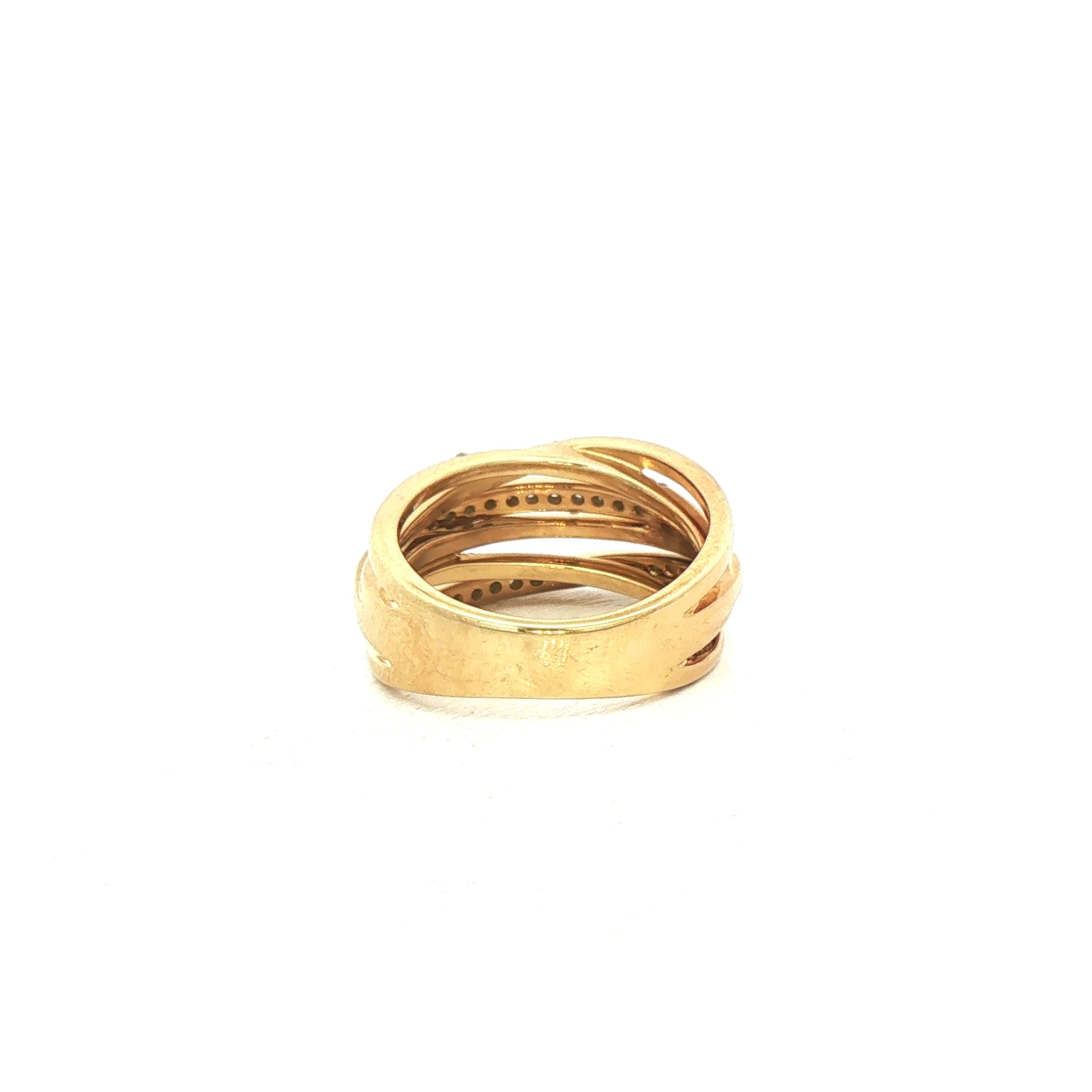 9ct Yellow Gold Six Row Natural Diamond Set Dress Ring