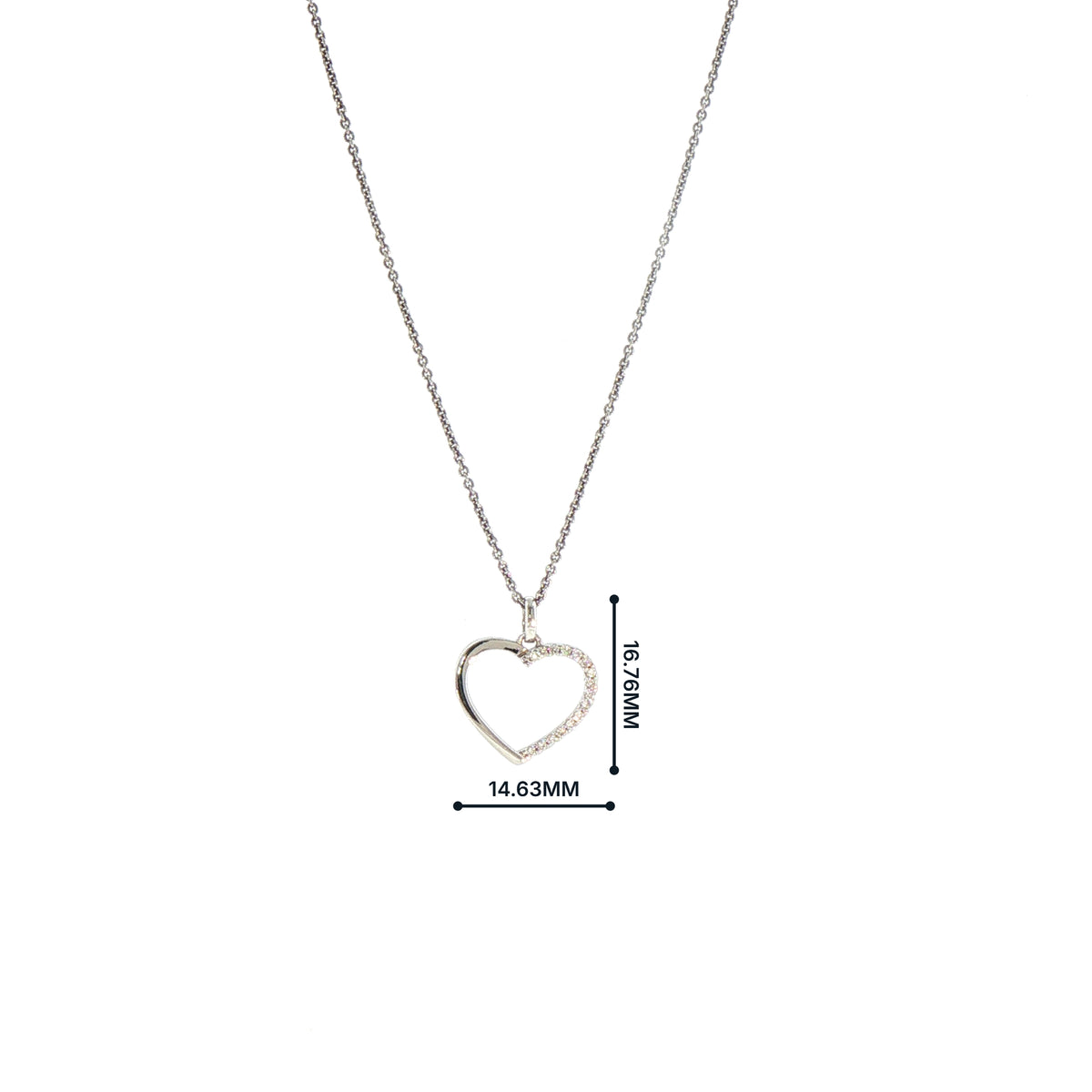 Natural Diamond Set Heart Pendant in 9ct White Gold