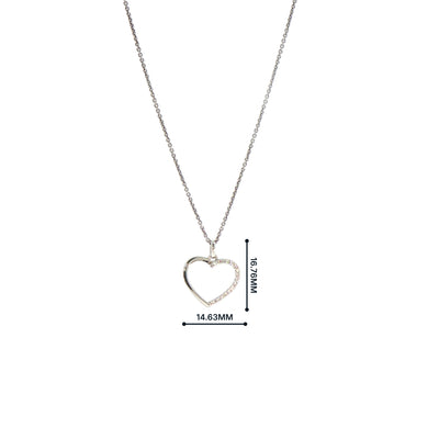 Natural Diamond Set Heart Pendant in 9ct White Gold