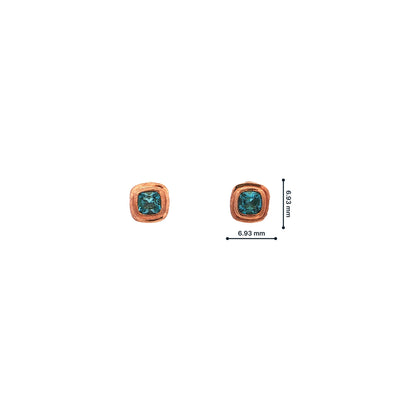 Blue Topaz Princess Cut Stud Earrings in 9ct Rose Gold