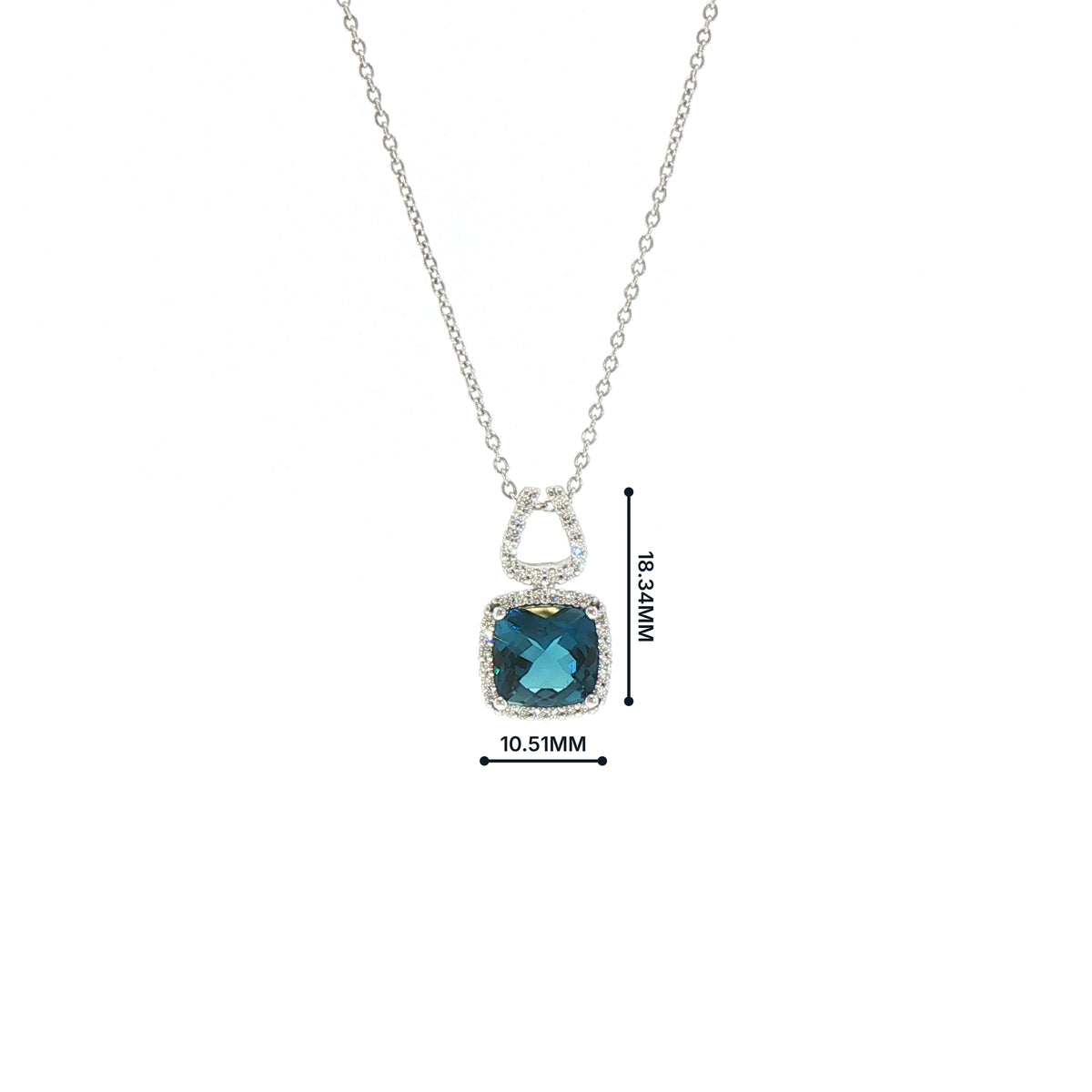 0.27 Natural Diamond & London Blue Topaz Drop Pendant in 9ct White Gold