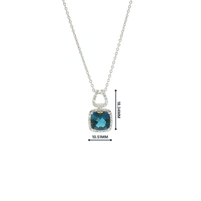 0.27 Natural Diamond & London Blue Topaz Drop Pendant in 9ct White Gold