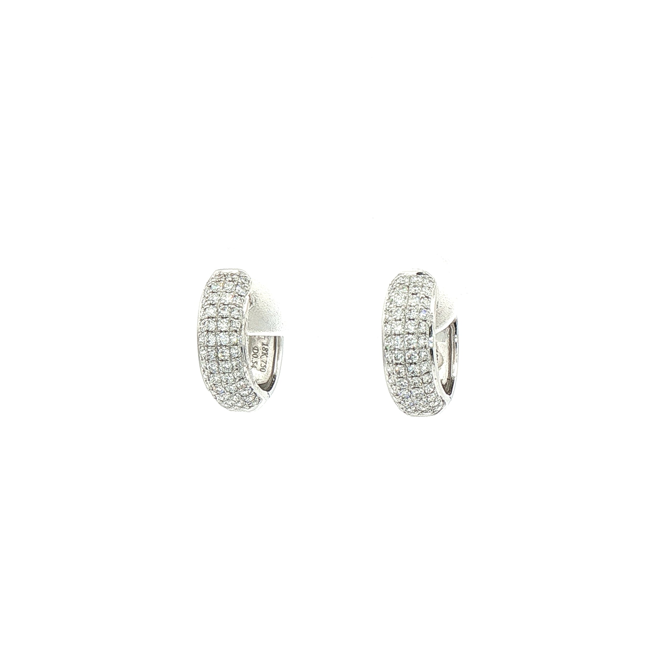 0.54ct Natural Diamond Grain Set Hoop Earrings In 18ct White Gold
