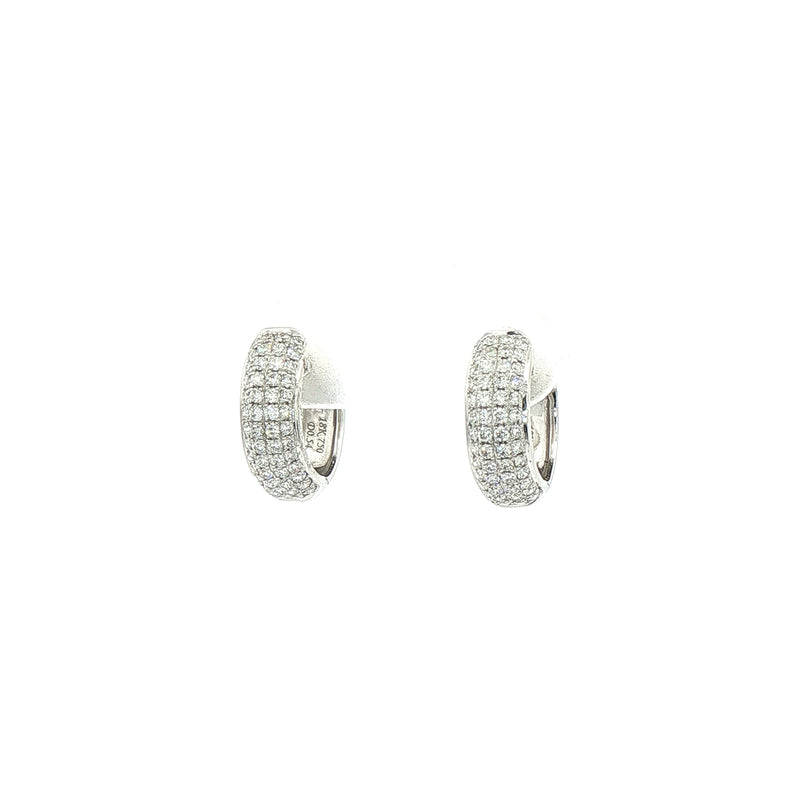 0.54ct Natural Diamond Grain Set Hoop Earrings In 18ct White Gold
