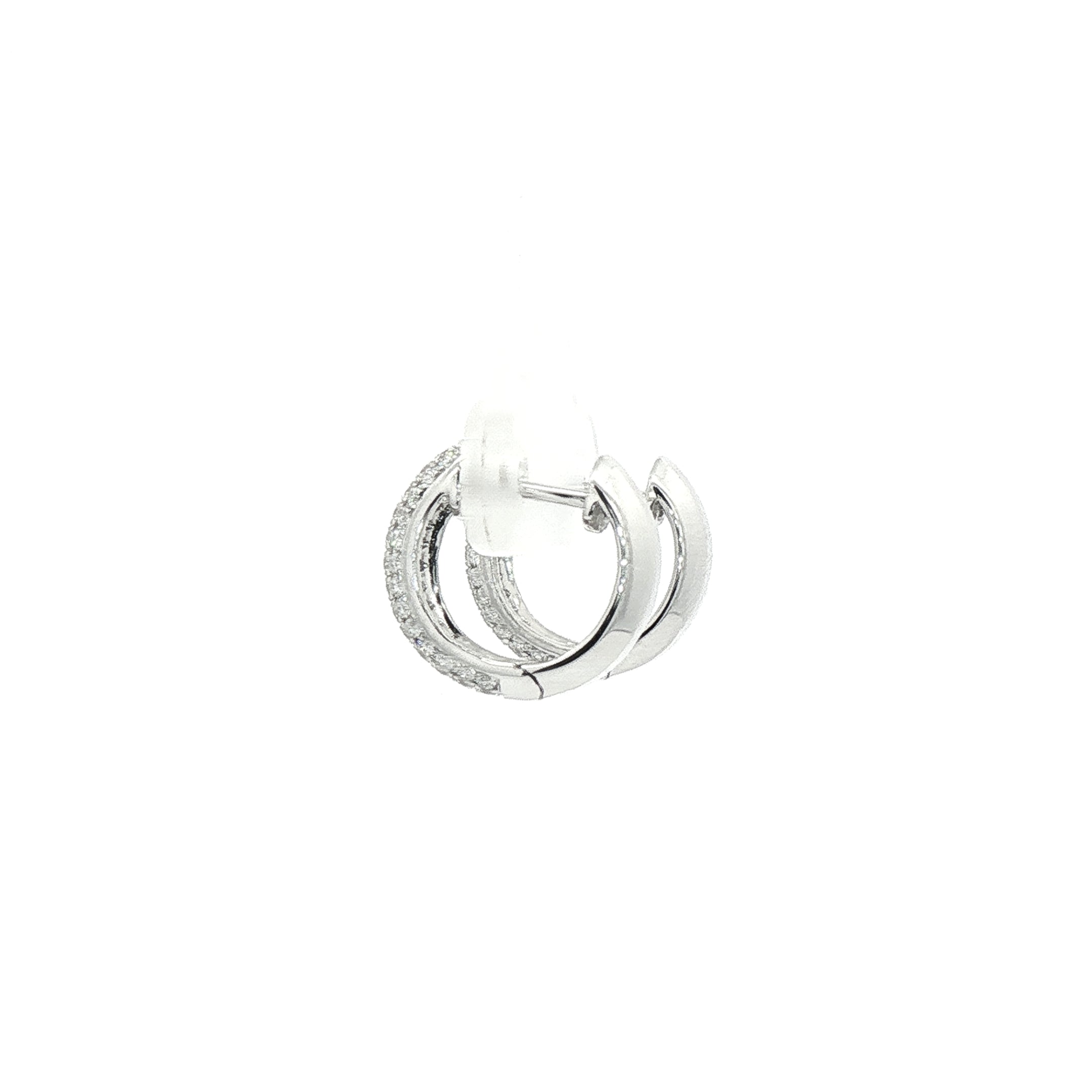 0.54ct Natural Diamond Grain Set Hoop Earrings In 18ct White Gold