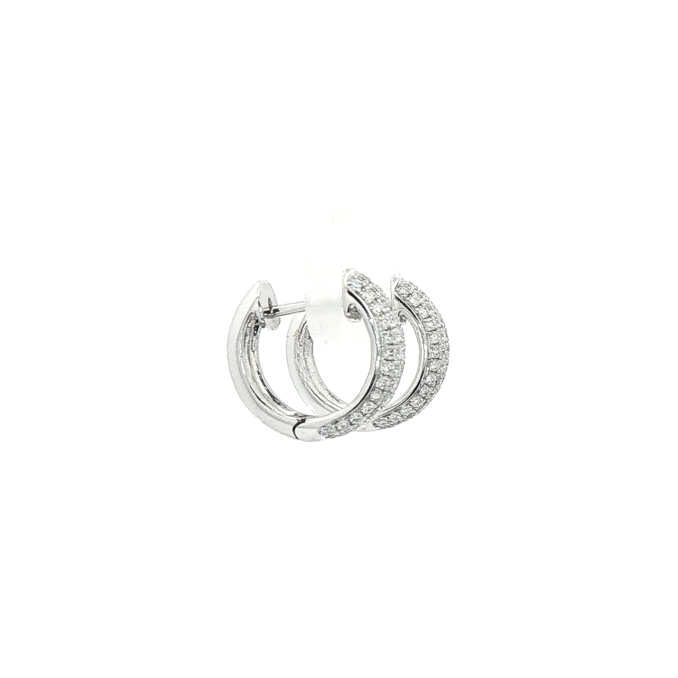 0.54ct Natural Diamond Grain Set Hoop Earrings In 18ct White Gold